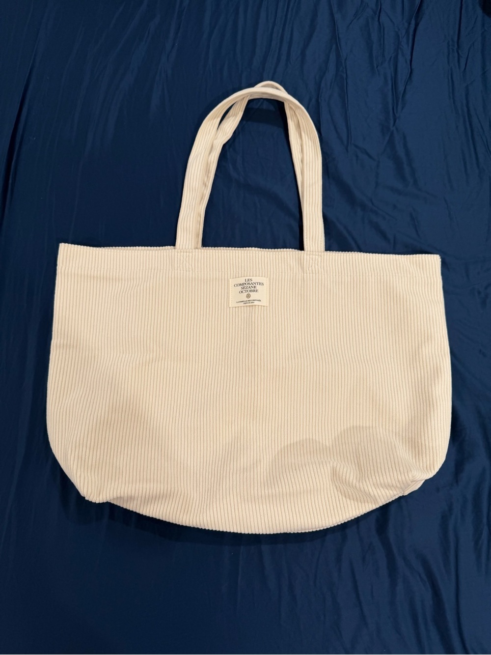 Sezane Cream Corduroy Tote Bag